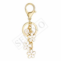 SELOVO Initial Keychain White/Pink Flower Charms for Key Cute Letter Keyring for Handbag Backpack